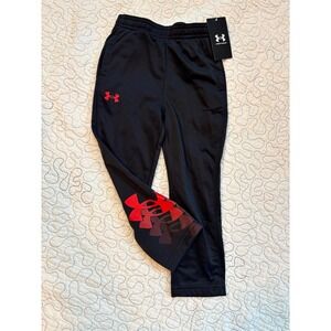 Under Armour Boy's Black Red Logo Jogger Pants Size 2T #337